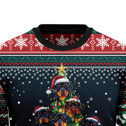 Rottweiler Christmas Tree Ugly Christmas Sweater