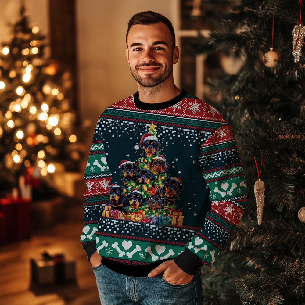 Rottweiler Christmas Tree Ugly Christmas Sweater