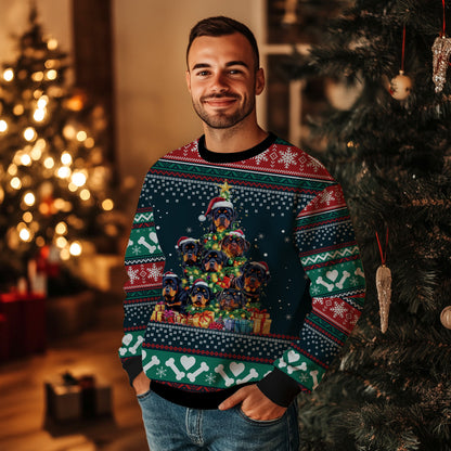 Rottweiler Christmas Tree Ugly Christmas Sweater
