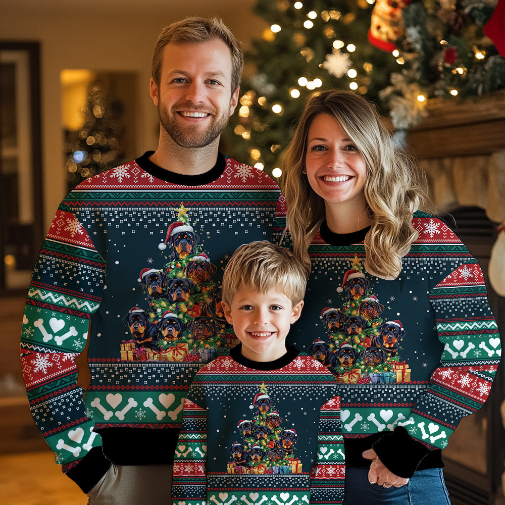 Rottweiler Christmas Tree Ugly Christmas Sweater