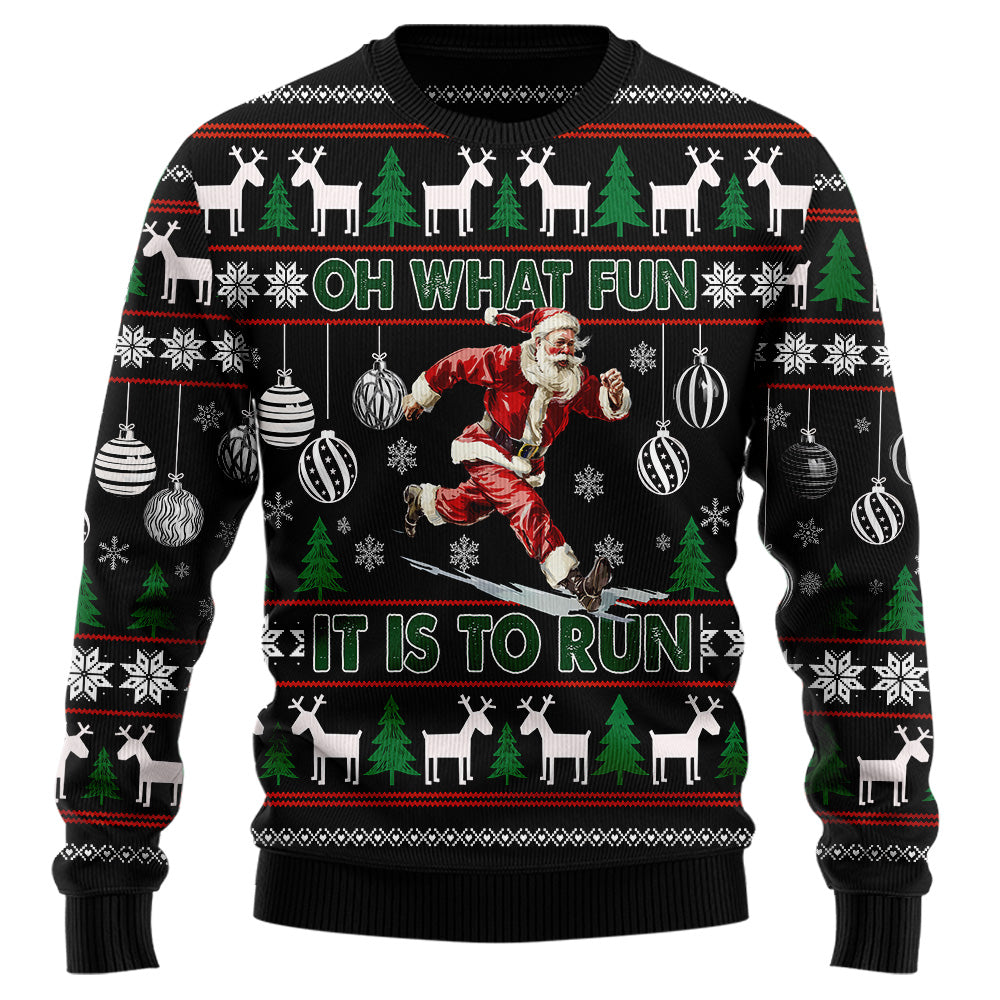 Santa Running Ugly Christmas Sweater