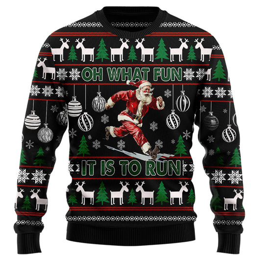 Santa Running Ugly Christmas Sweater