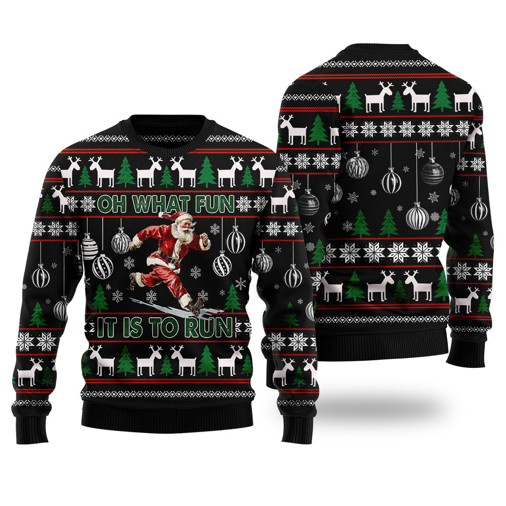 Santa Running Ugly Christmas Sweater
