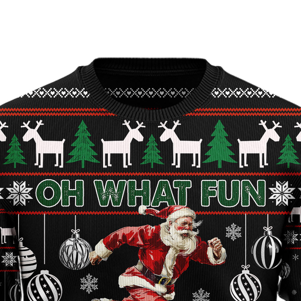 Santa Running Ugly Christmas Sweater