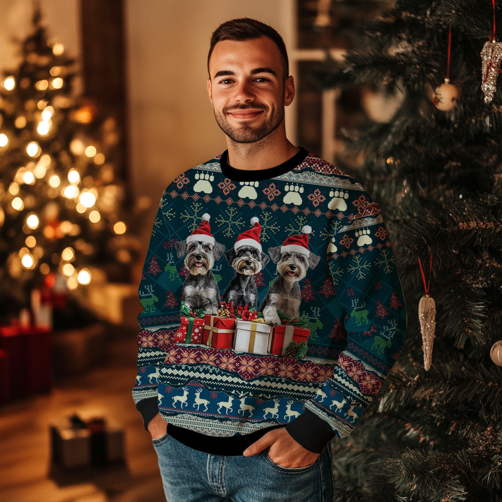 Festive Schnauzer Ugly Christmas Sweater