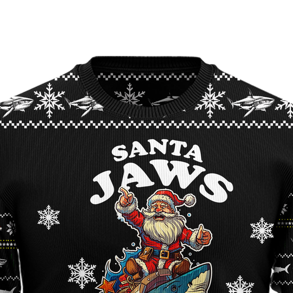 Santa Jaws Is Coming Shark Ugly Christmas Sweater