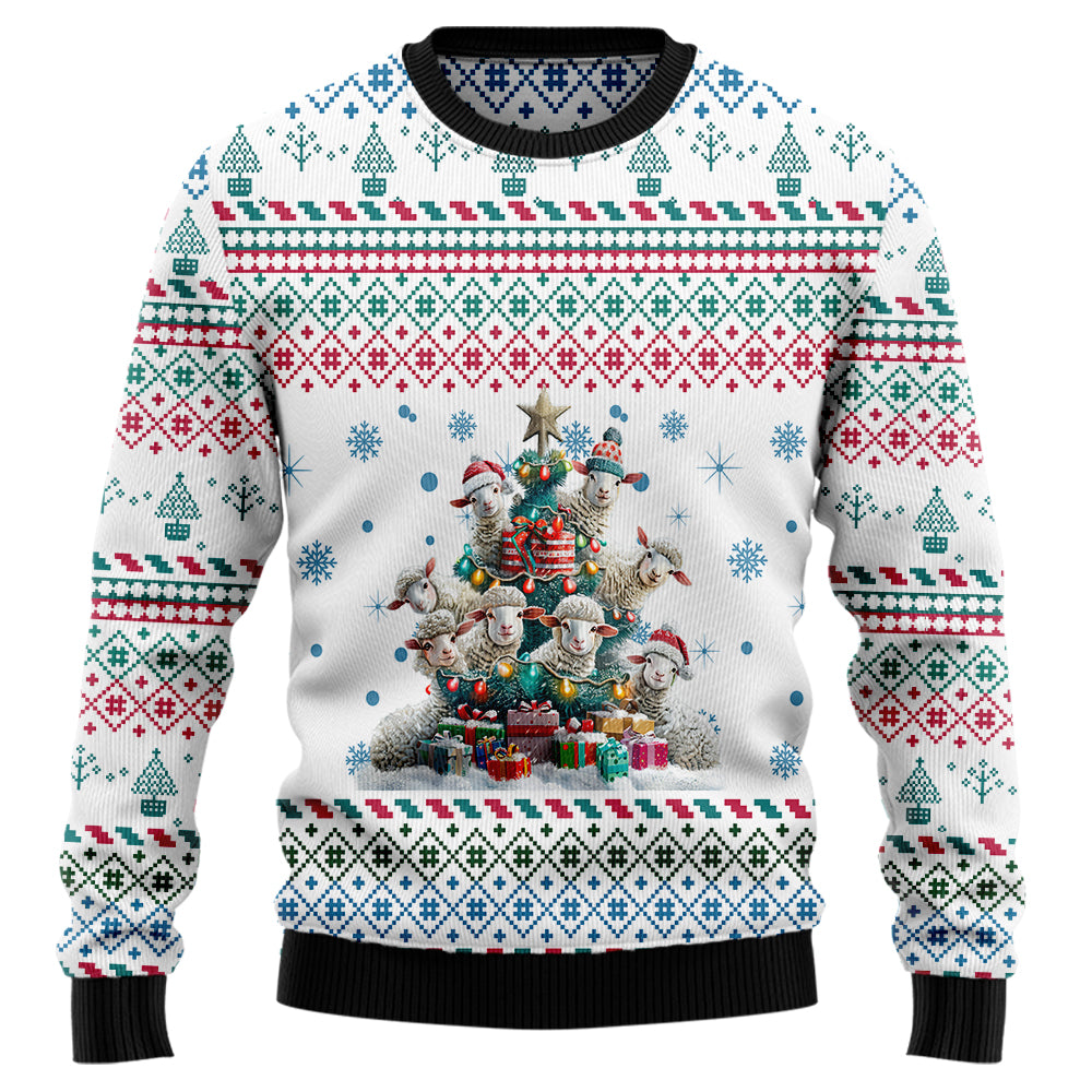 Sheep Ugly Christmas Sweater, Cute Farm Animal Holiday Sweatshirt, Funny Xmas Party Pullover for Men & Women