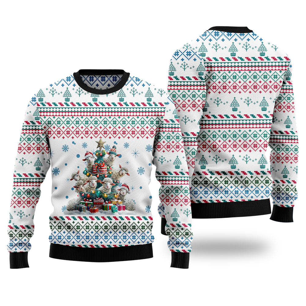 Sheep Ugly Christmas Sweater, Cute Farm Animal Holiday Sweatshirt, Funny Xmas Party Pullover for Men & Women