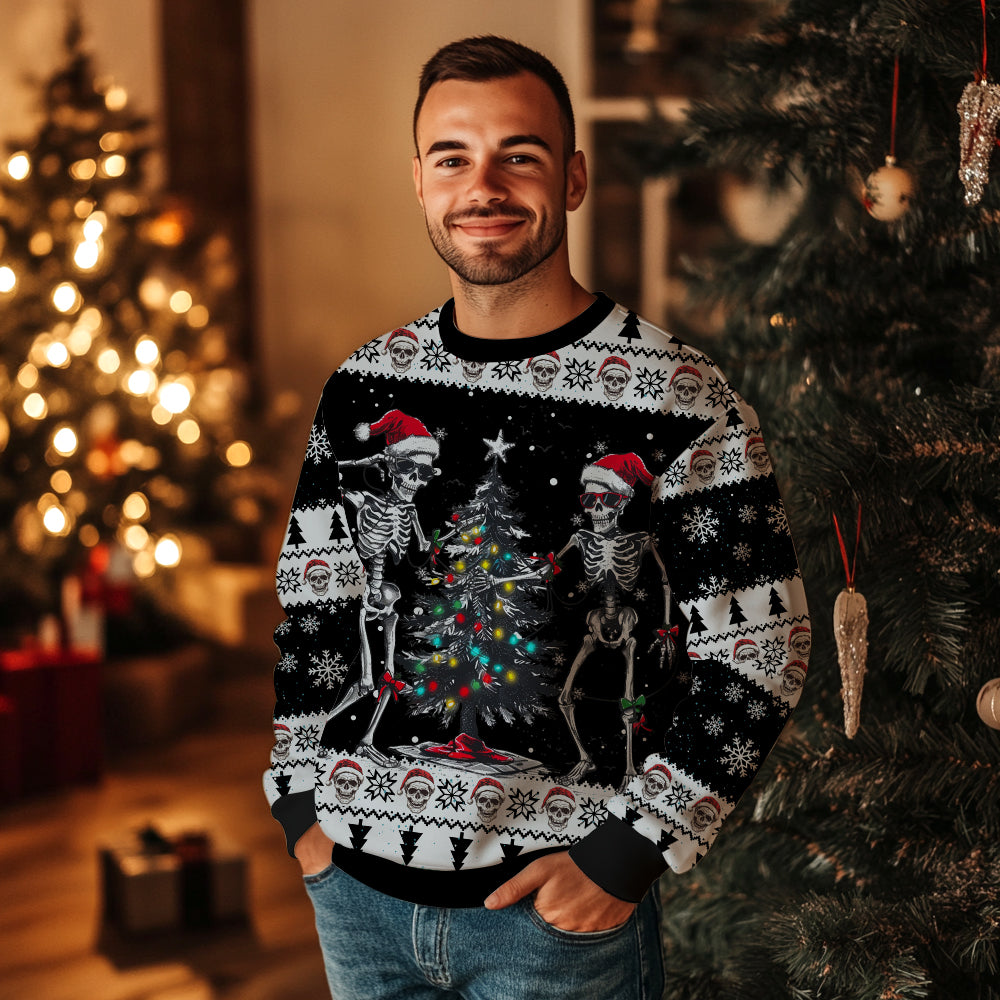 Festive Skeletons Ugly Christmas Sweater