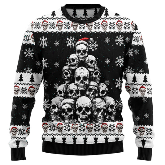 Gothic Skull Christmas Tree Ugly Christmas Sweater