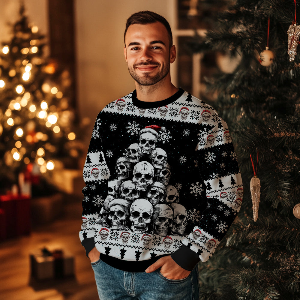 Gothic Skull Christmas Tree Ugly Christmas Sweater