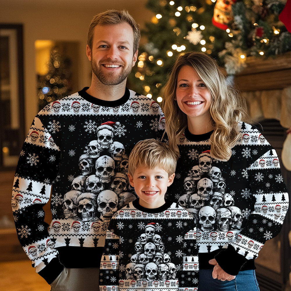 Gothic Skull Christmas Tree Ugly Christmas Sweater