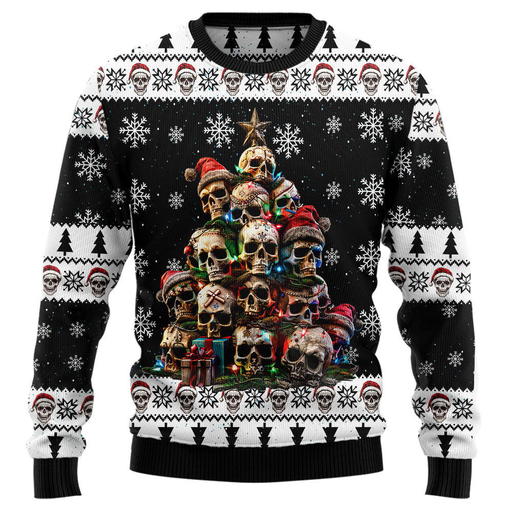 Santa Skull Christmas Tree Ugly Christmas Sweater
