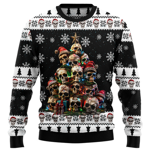 Santa Skull Christmas Tree Ugly Christmas Sweater