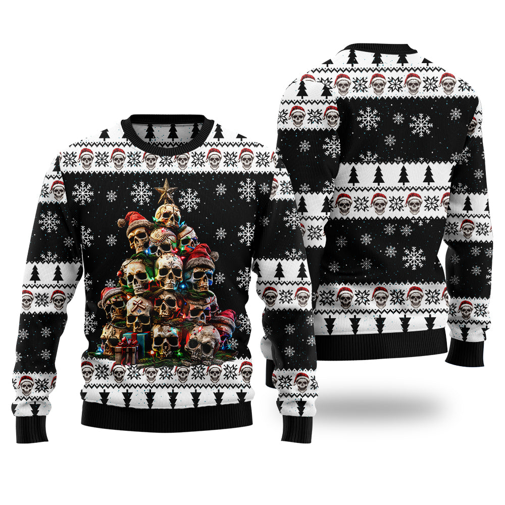 Santa Skull Christmas Tree Ugly Christmas Sweater
