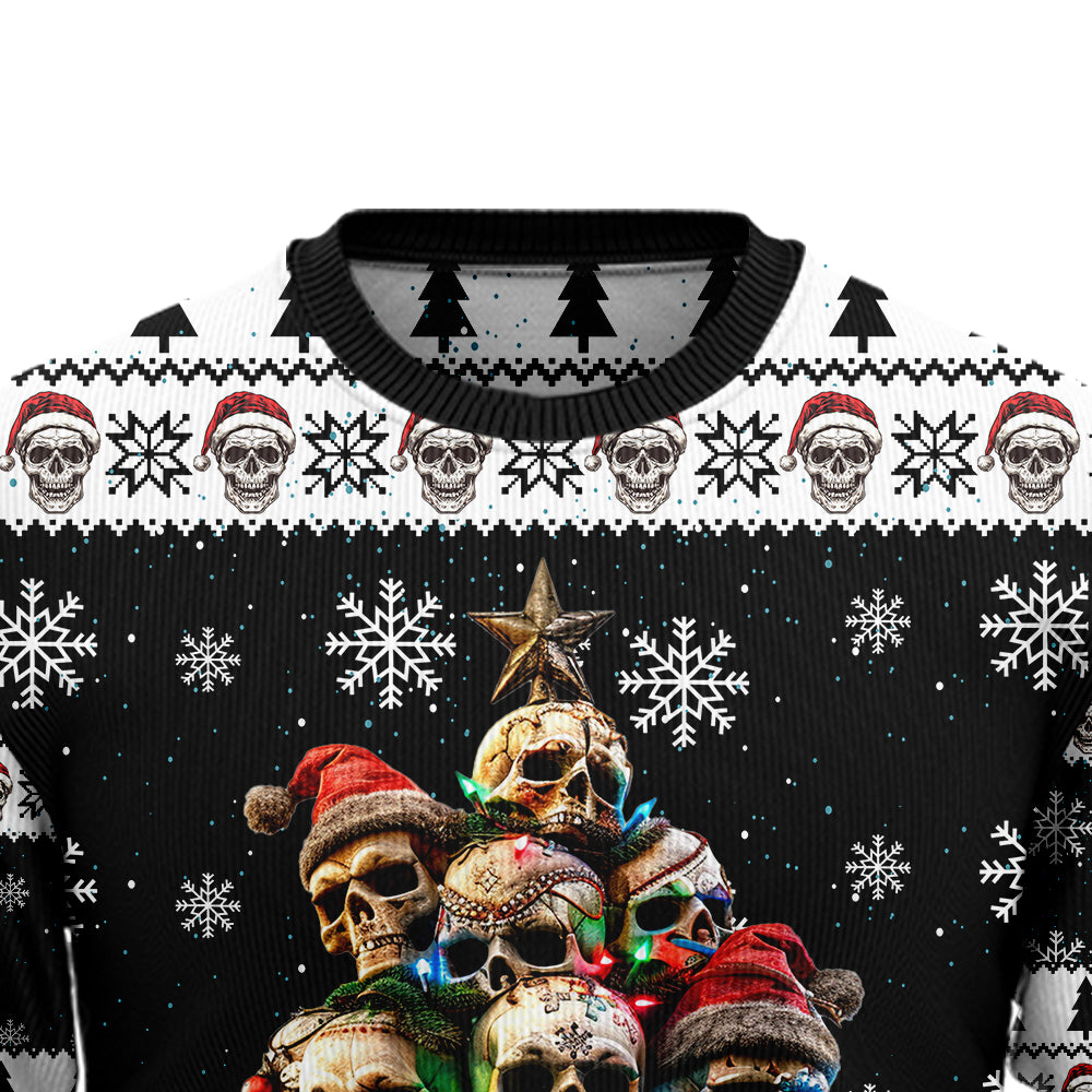 Santa Skull Christmas Tree Ugly Christmas Sweater