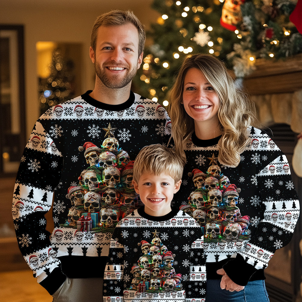 Santa Skull Christmas Tree Ugly Christmas Sweater