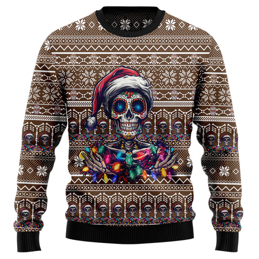 Festive Sugar Skull Ugly Christmas Sweater