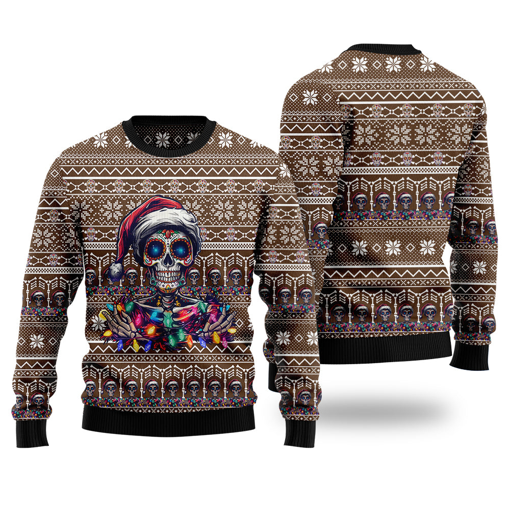 Festive Sugar Skull Ugly Christmas Sweater