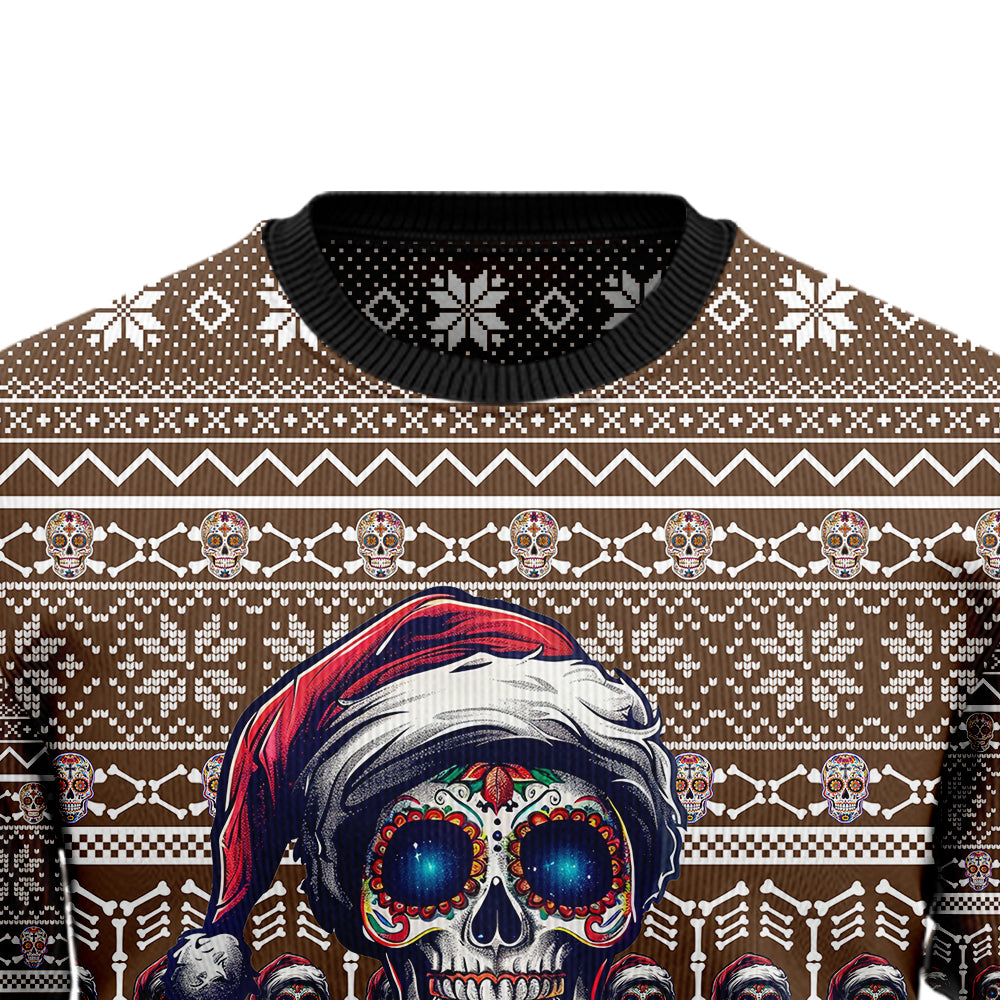 Festive Sugar Skull Ugly Christmas Sweater
