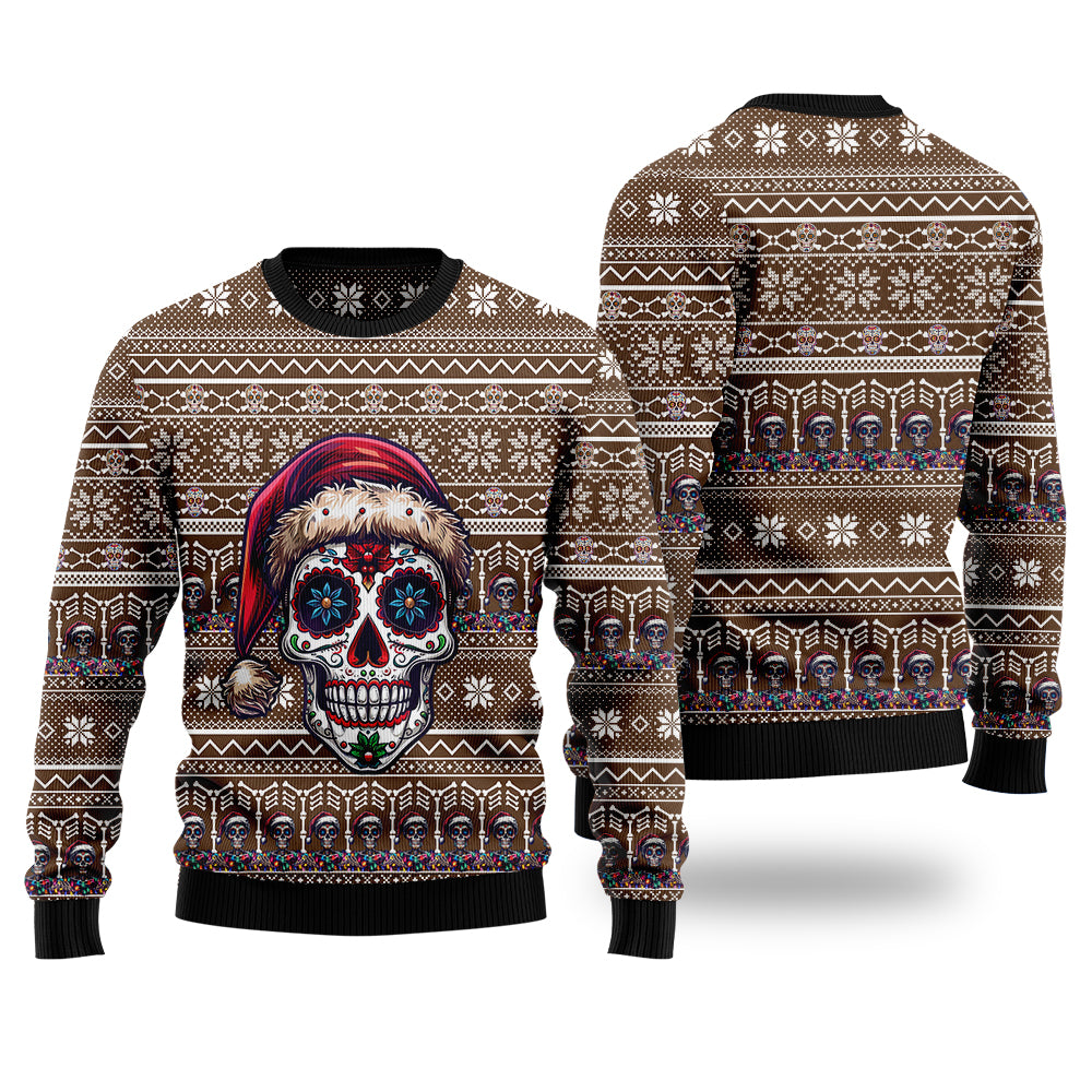 Santa Sugar Skull Ugly Christmas Sweater