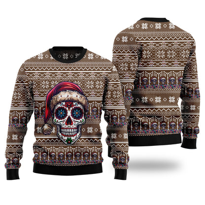 Santa Sugar Skull Ugly Christmas Sweater