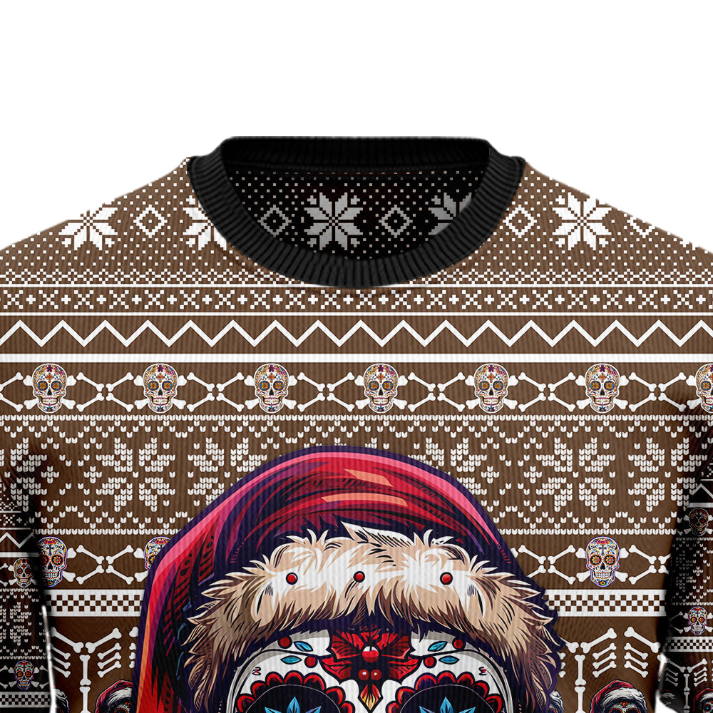 Santa Sugar Skull Ugly Christmas Sweater