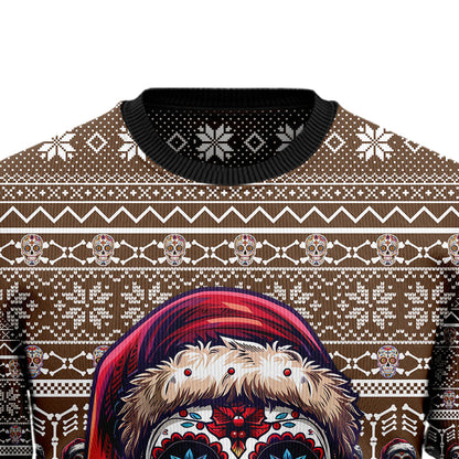 Santa Sugar Skull Ugly Christmas Sweater