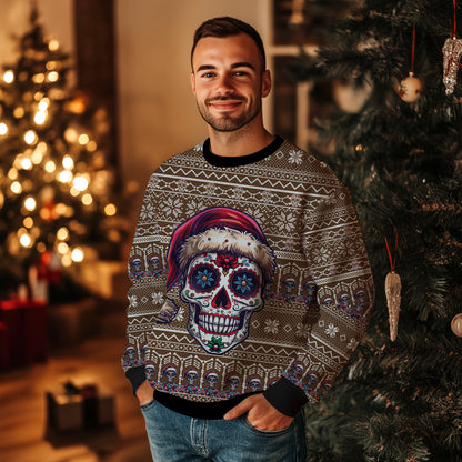 Santa Sugar Skull Ugly Christmas Sweater