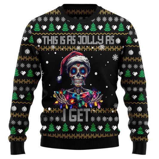 Sugar Skull "This Is As Jolly As I Get" Ugly Christmas Sweater