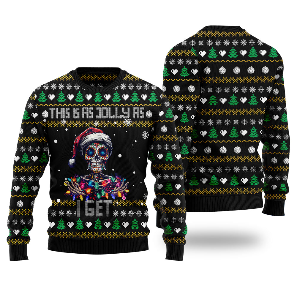 Sugar Skull "This Is As Jolly As I Get" Ugly Christmas Sweater