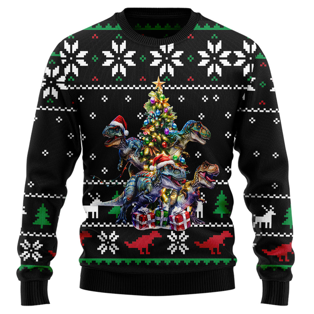 Festive T-Rex Ugly Christmas Sweater