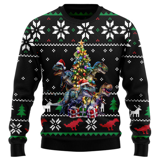 Festive T-Rex Ugly Christmas Sweater