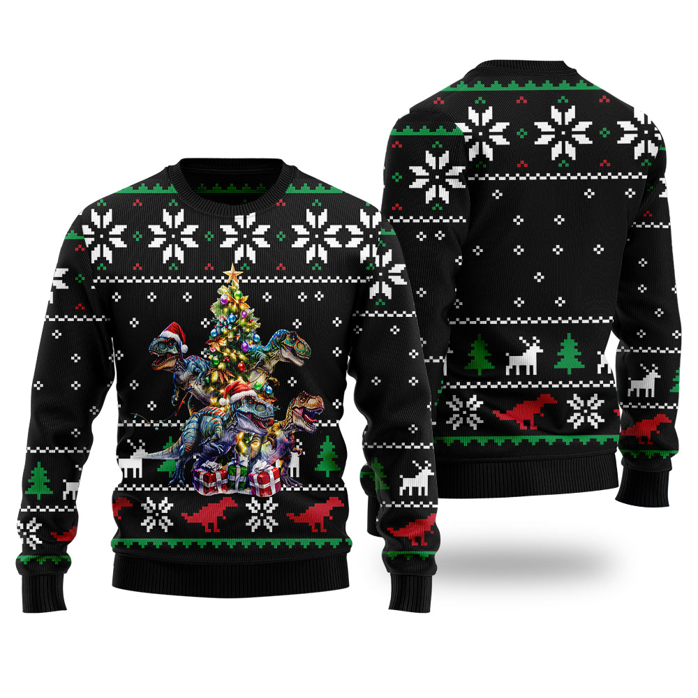 Festive T-Rex Ugly Christmas Sweater