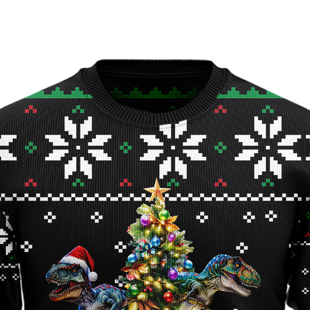Festive T-Rex Ugly Christmas Sweater