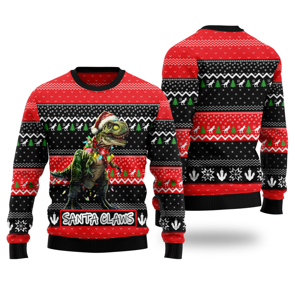 Santa Claws T-Rex Ugly Christmas Sweater