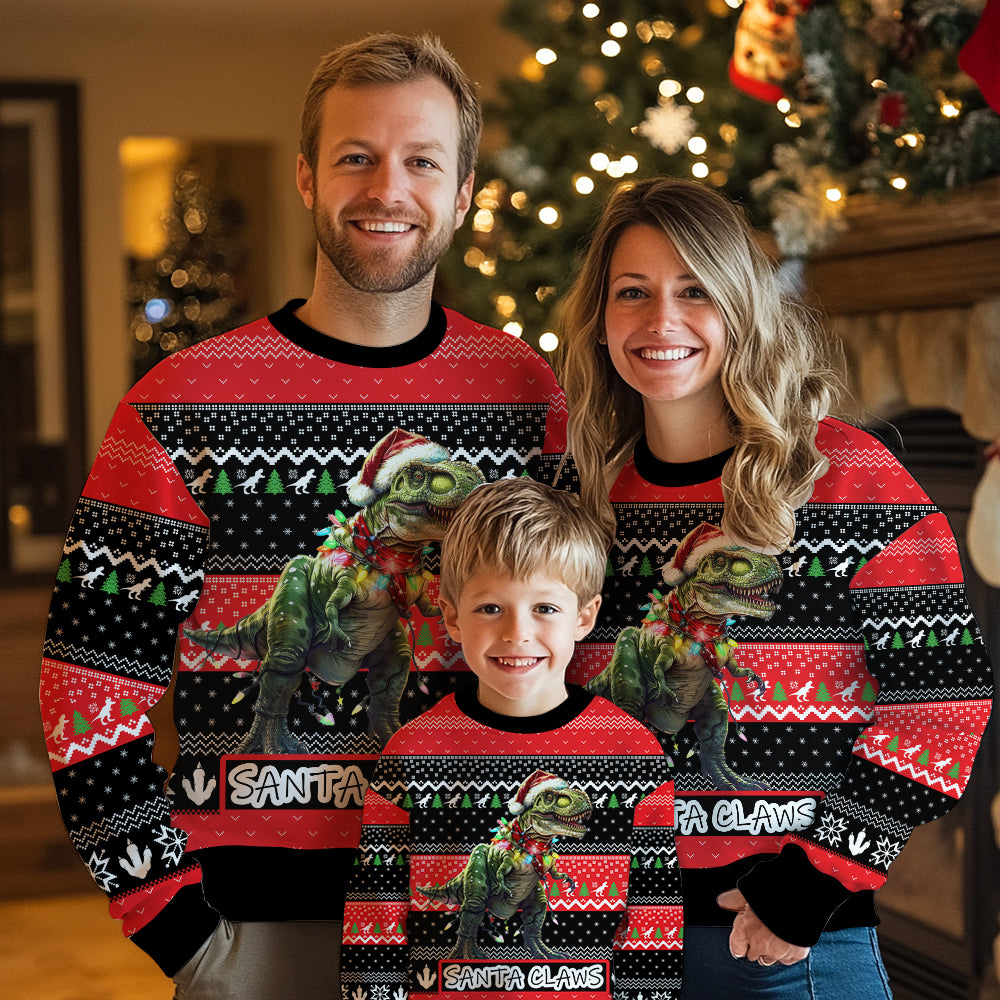 Santa Claws T-Rex Ugly Christmas Sweater