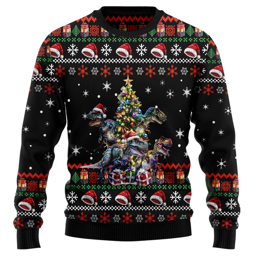 T-Rex Dinosaur Christmas Tree Ugly Sweater