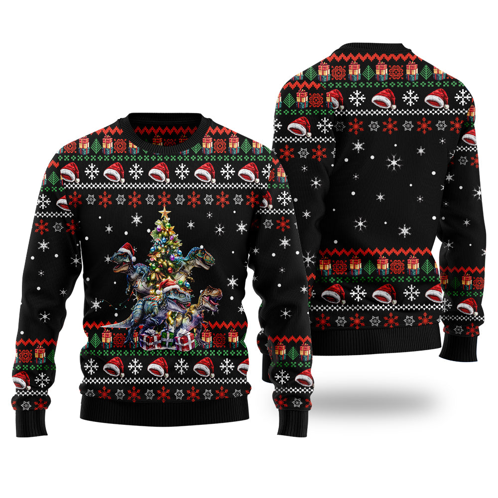T-Rex Dinosaur Christmas Tree Ugly Sweater