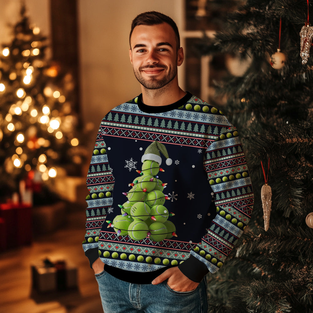 Tennis Ball Christmas Tree Ugly Christmas Sweater