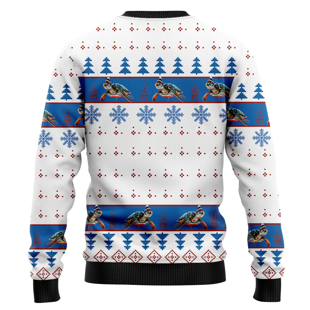 Sea Turtle Ugly Christmas Sweater, Funny Marine Animal Holiday Sweatshirt, Cute Xmas Party Pullover for Men & Women