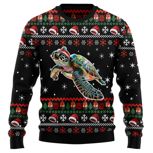 Festive Sea Turtle Ugly Christmas Sweater