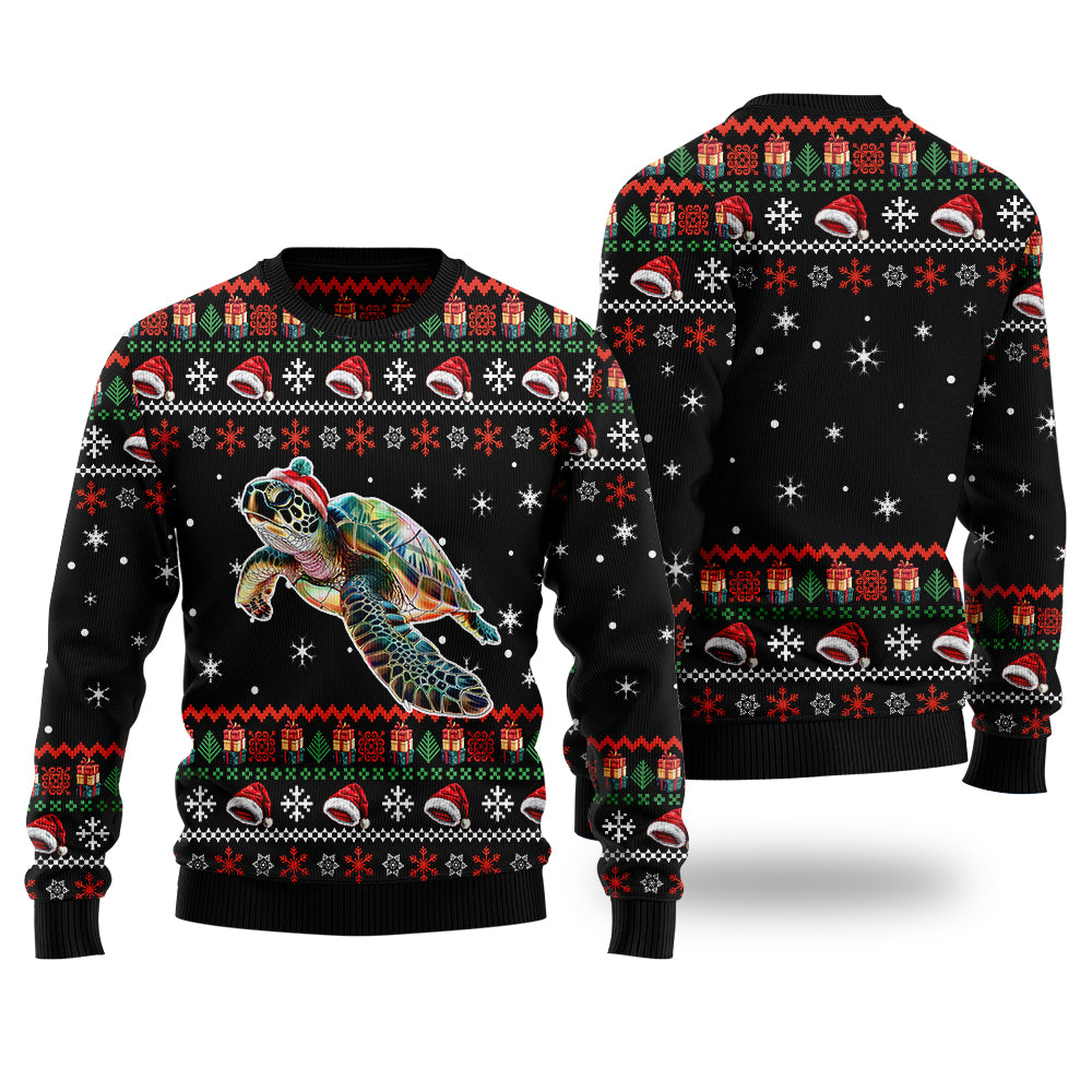 Festive Sea Turtle Ugly Christmas Sweater