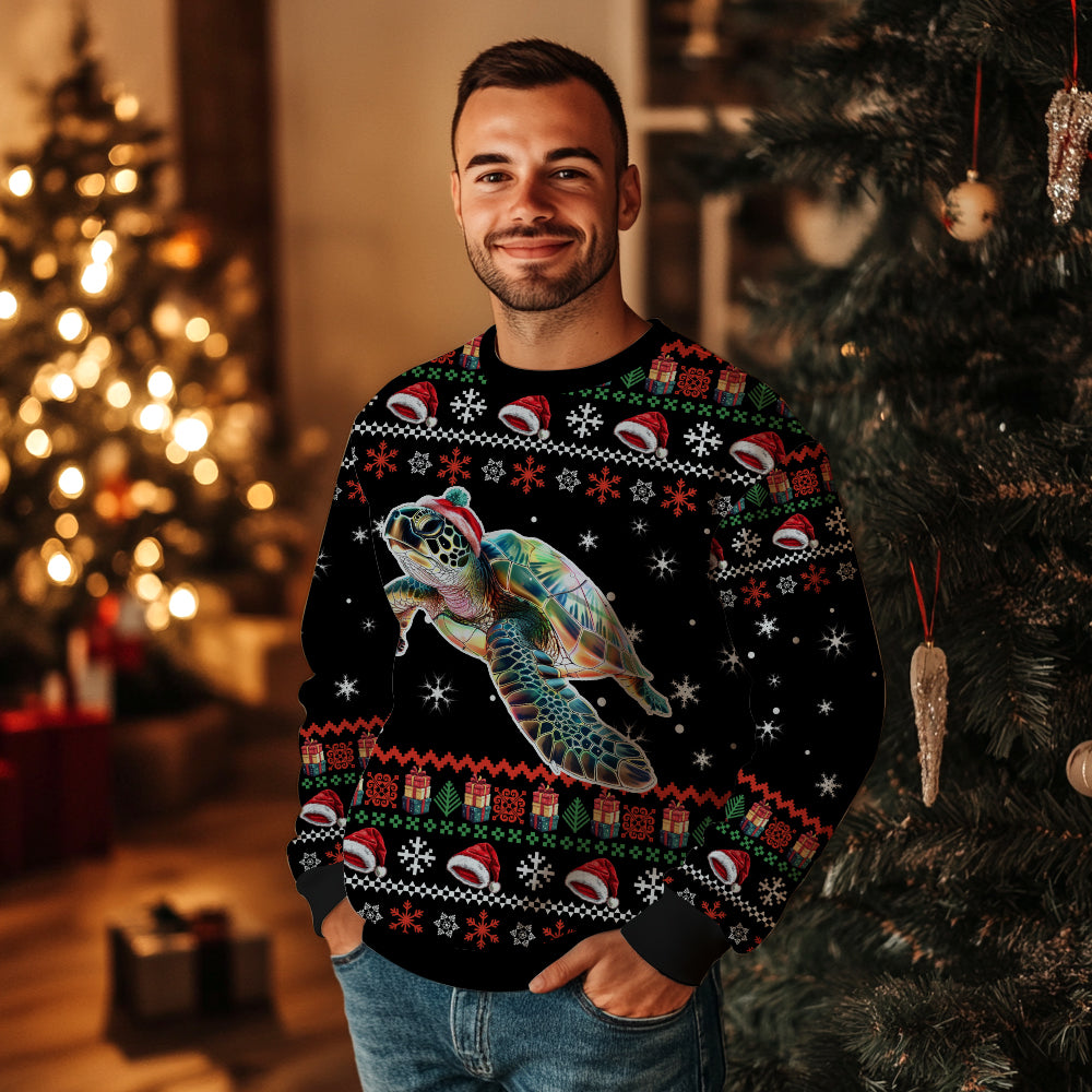 Festive Sea Turtle Ugly Christmas Sweater
