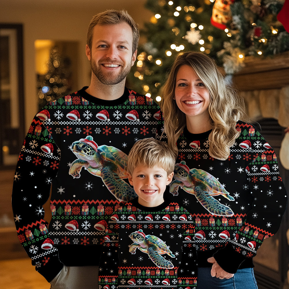 Festive Sea Turtle Ugly Christmas Sweater