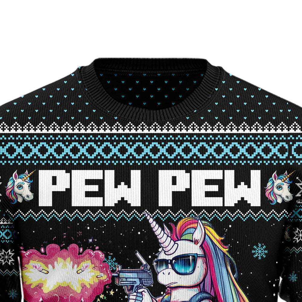 Pew Pew Madafakas Unicorn Ugly Christmas Sweater