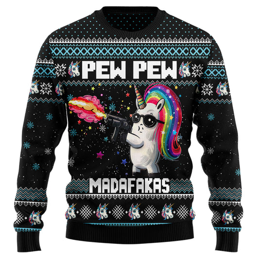 Pew Pew Unicorn Ugly Christmas Sweater