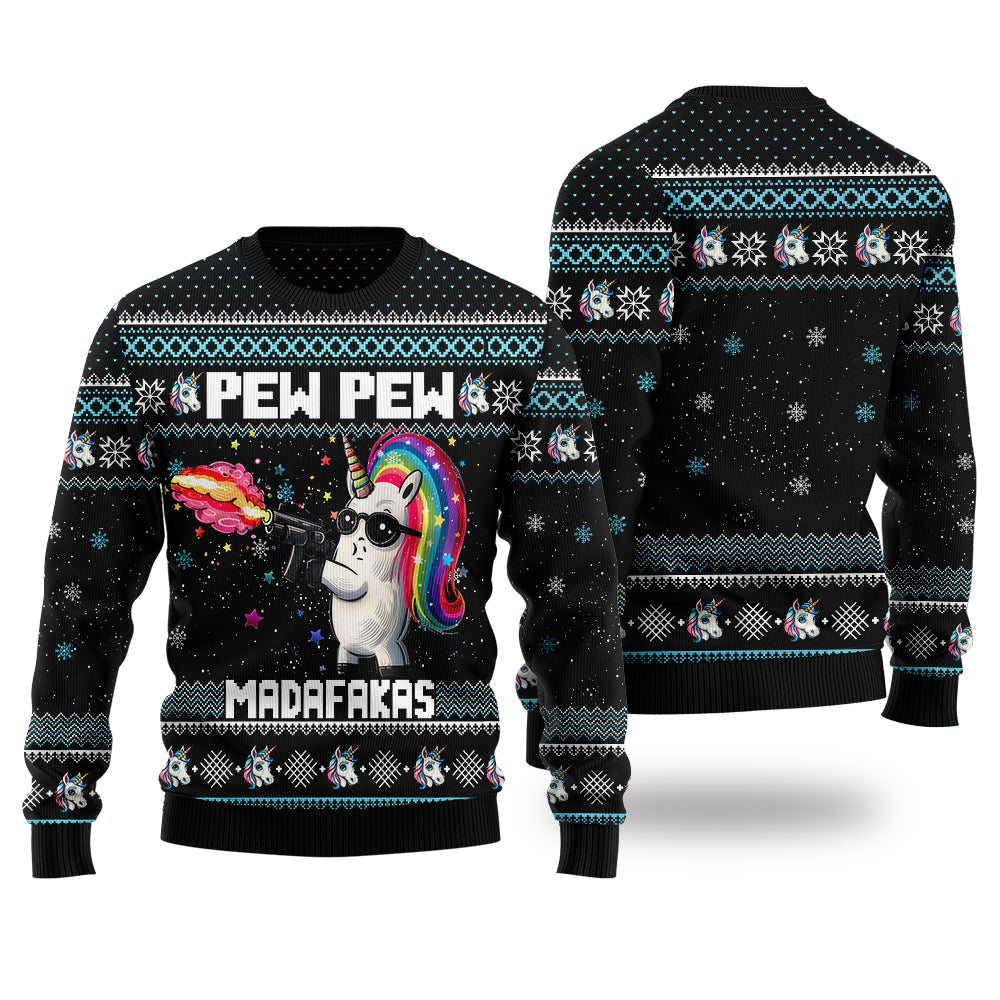 Pew Pew Unicorn Ugly Christmas Sweater