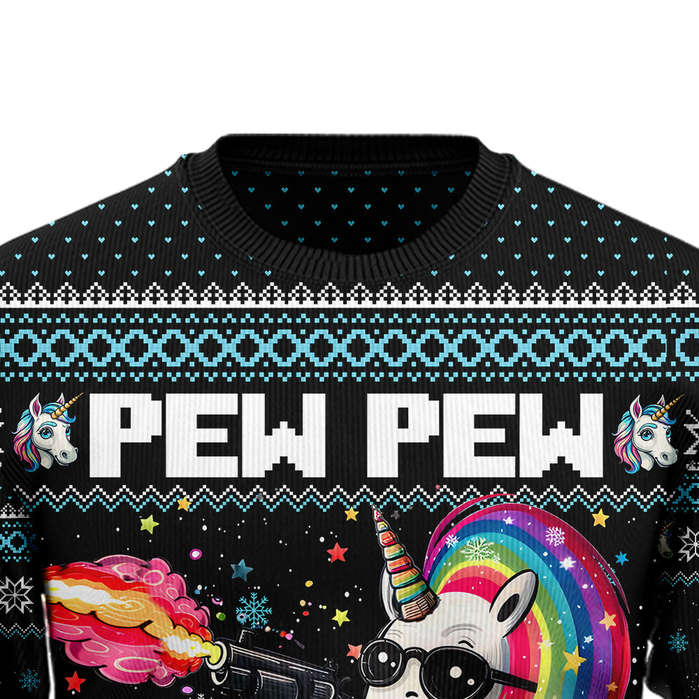 Pew Pew Unicorn Ugly Christmas Sweater