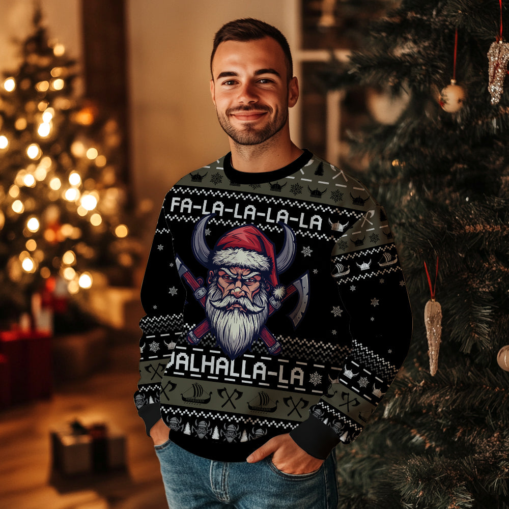Valhalla-La Viking Santa Ugly Christmas Sweater